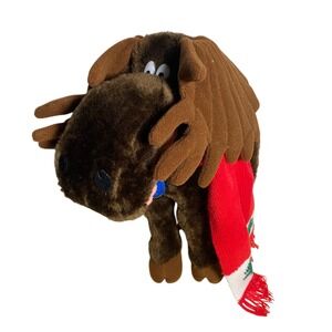 Vintage Dakin Chewie Newget Moose Plush Christmas Scarf Stuffed Animal 1983